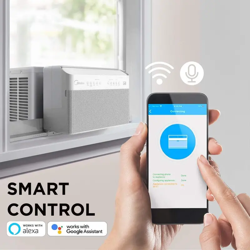 U-Shaped Inverter Window AC – 12,000 BTU Smart Air Conditioner with Open-Window Mode, Alexa Compatibility & Energy-Saving Tech (Renewed)