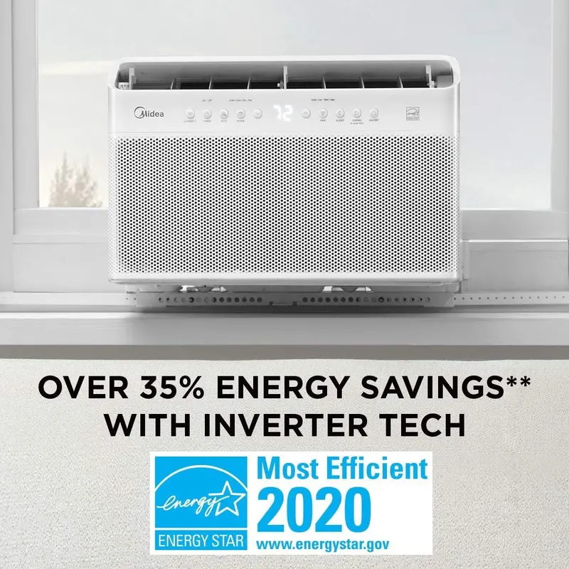 U-Shaped Inverter Window AC – 12,000 BTU Smart Air Conditioner with Open-Window Mode, Alexa Compatibility & Energy-Saving Tech (Renewed)