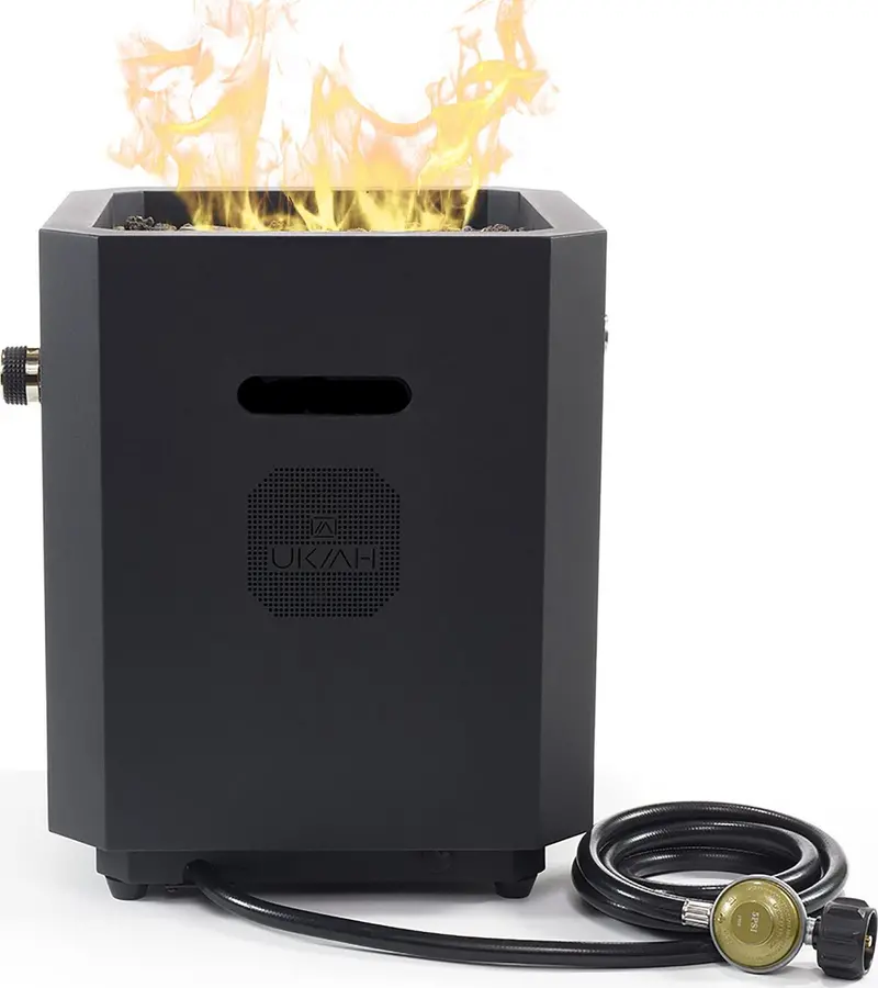 Ukiah Note Portable Propane Fire Pit – Bluetooth Audio + Beat-Sync Lighting, All-in-One Outdoor Entertainment Unit