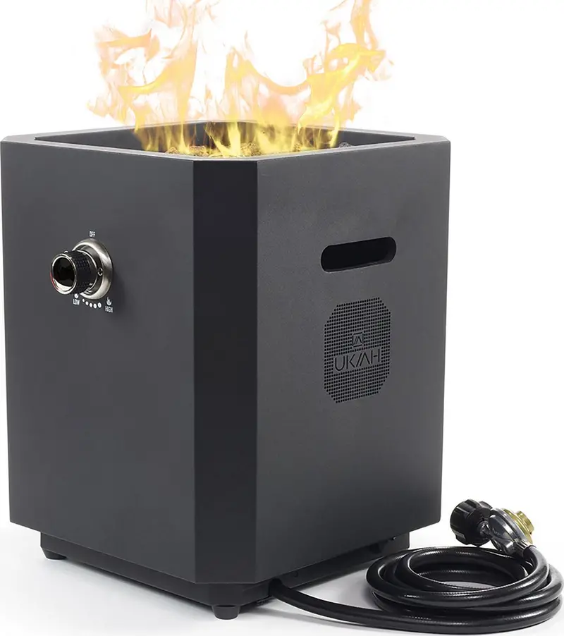 Ukiah Note Portable Propane Fire Pit – Bluetooth Audio + Beat-Sync Lighting, All-in-One Outdoor Entertainment Unit