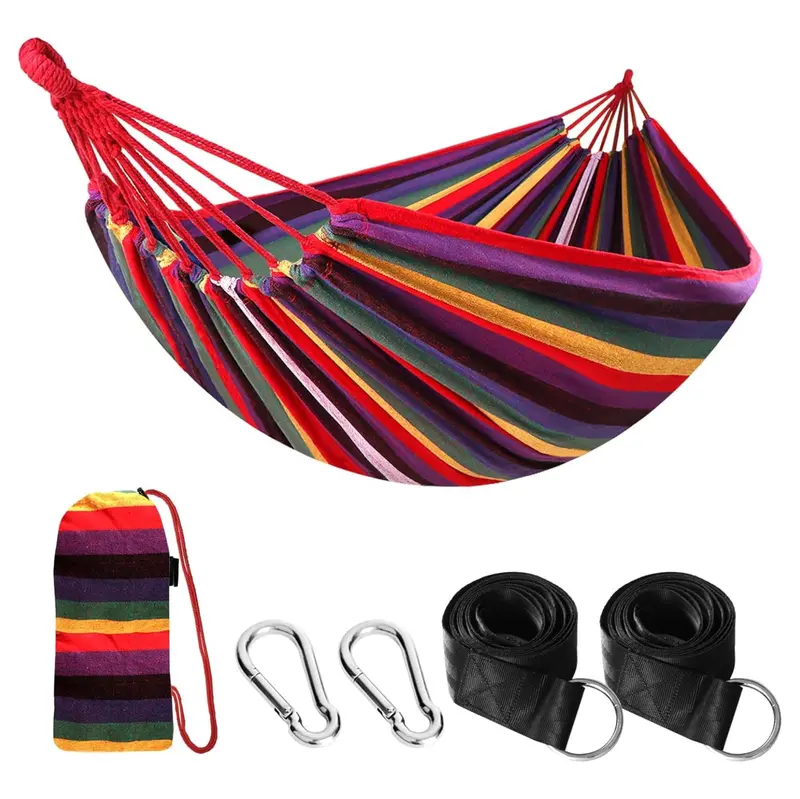 Ultra-Lightweight Cotton Hammock with Tree-Friendly Straps & 660 lb Load Rating