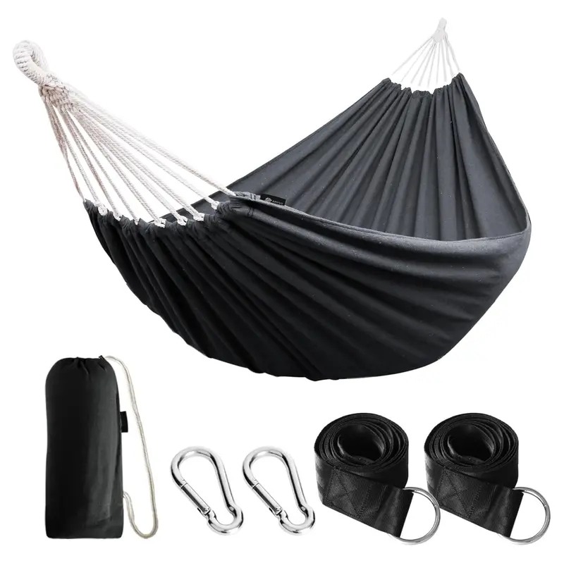 Ultra-Lightweight Cotton Hammock with Tree-Friendly Straps & 660 lb Load Rating