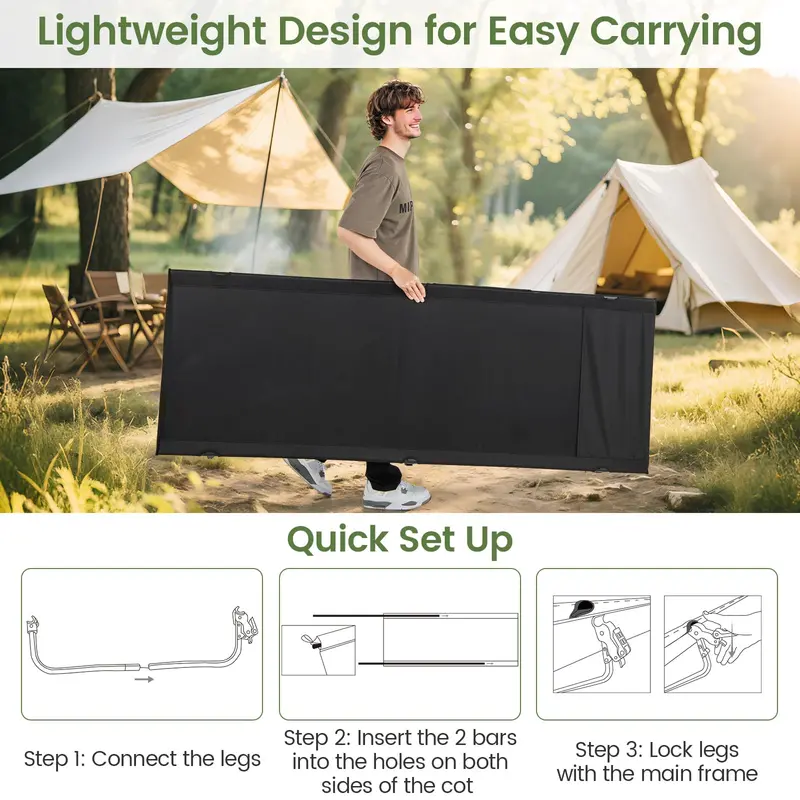 Ultralight 4.3-Pound Foldable Camping Cot Supporting Up to 330 Pounds 2