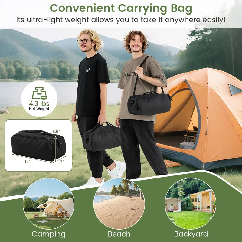 Ultralight 4.3-Pound Foldable Camping Cot Supporting Up to 330 Pounds