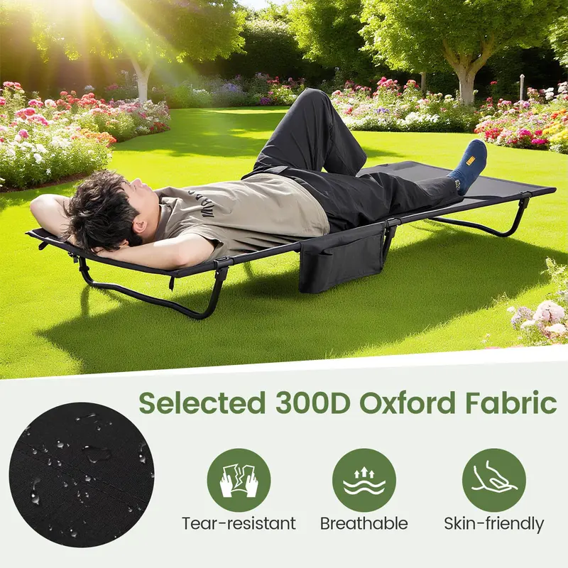 Ultralight 4.3-Pound Foldable Camping Cot Supporting Up to 330 Pounds