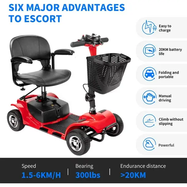UltraLite A898 4-Wheel Mobility Scooter – Lightweight, Portable, 14-Mile Range for Daily Use