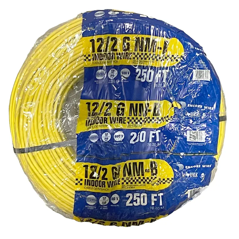 Unbranded 250-Foot 12/2 AWG NM-B Indoor Electrical Cable — White, Copper, Grounded