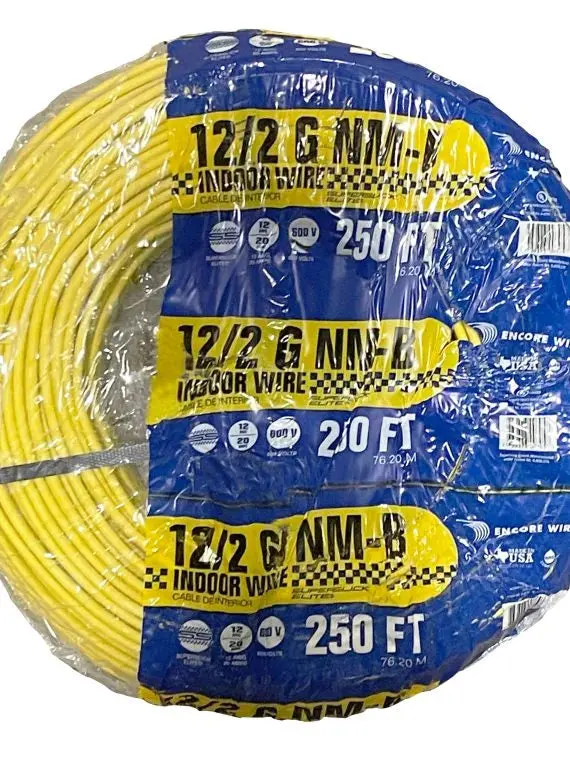 Unbranded 250-Foot 12/2 AWG NM-B Indoor Electrical Cable — White, Copper, Grounded
