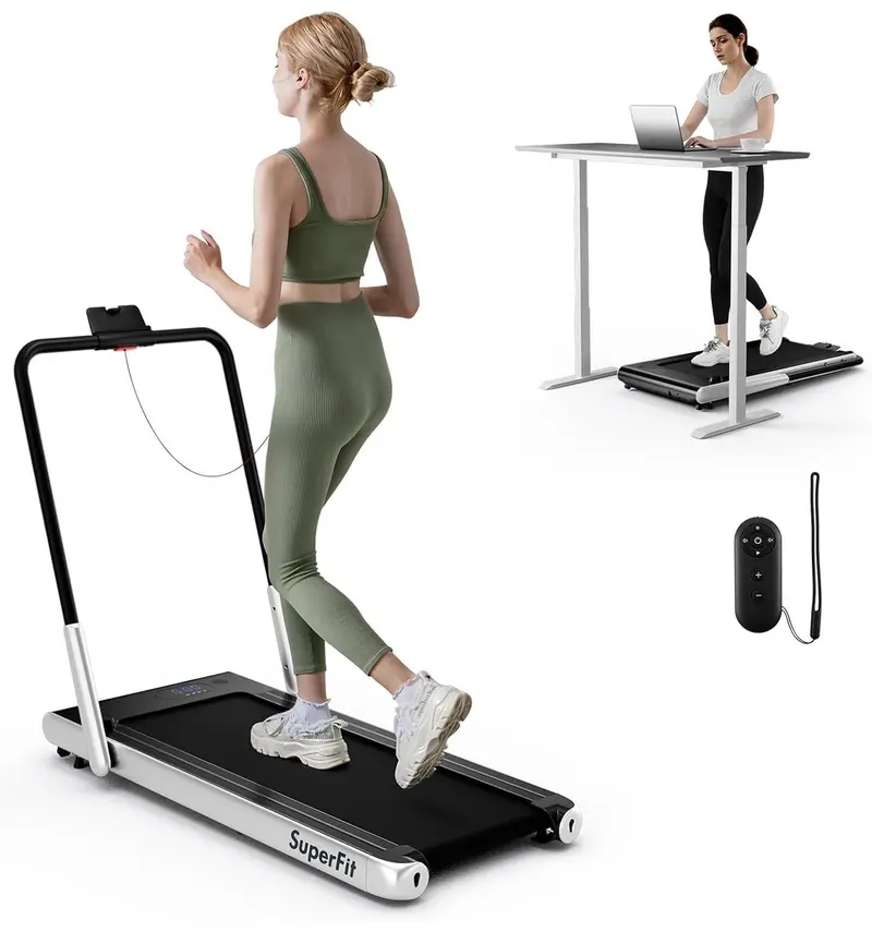Under-Desk Walking Pad — 340-LB Capacity Treadmill with Handlebar & App Connectivity