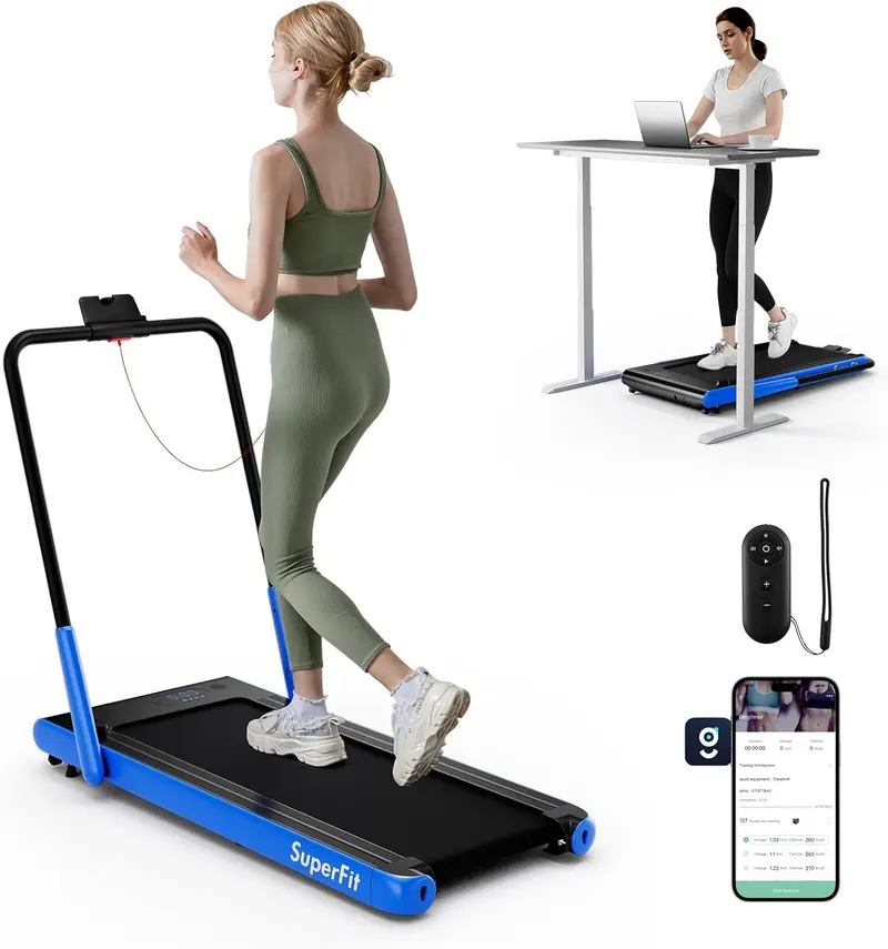 Under-Desk Walking Pad — 340-LB Capacity Treadmill with Handlebar & App Connectivity