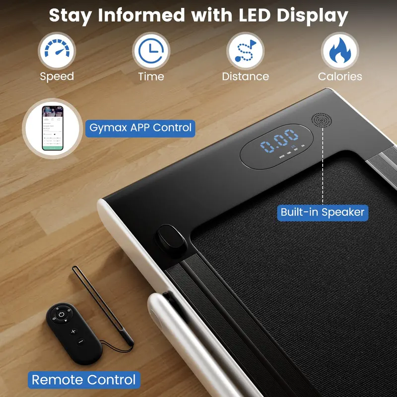 Under-Desk Walking Pad — 340-LB Capacity Treadmill with Handlebar & App Connectivity