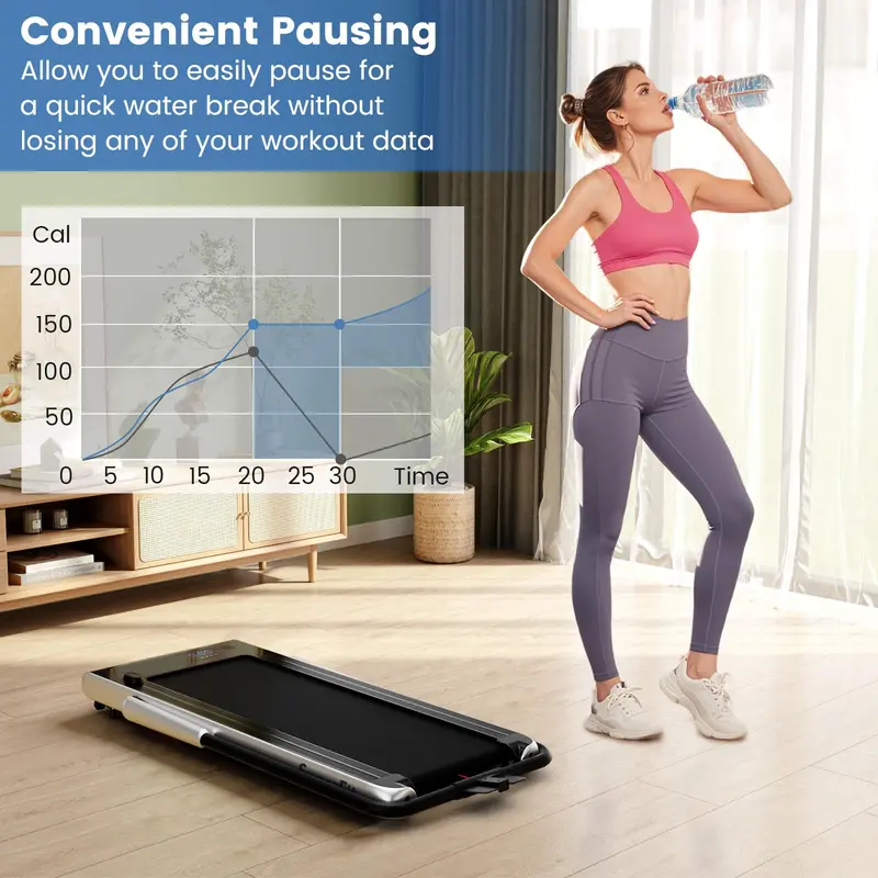 Under-Desk Walking Pad — 340-LB Capacity Treadmill with Handlebar & App Connectivity