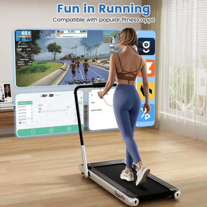 Under-Desk Walking Pad — 340-LB Capacity Treadmill with Handlebar & App Connectivity