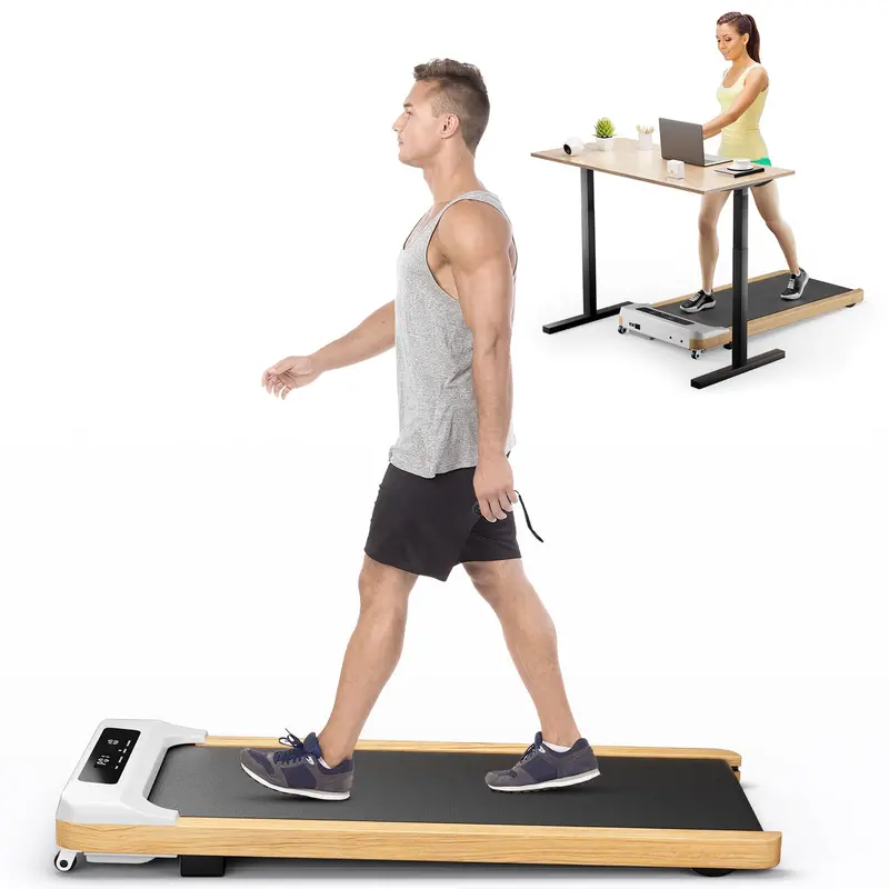 Under-Desk Wooden Walking Pad – Quiet, Low-Profile Treadmill for Home or Office Use