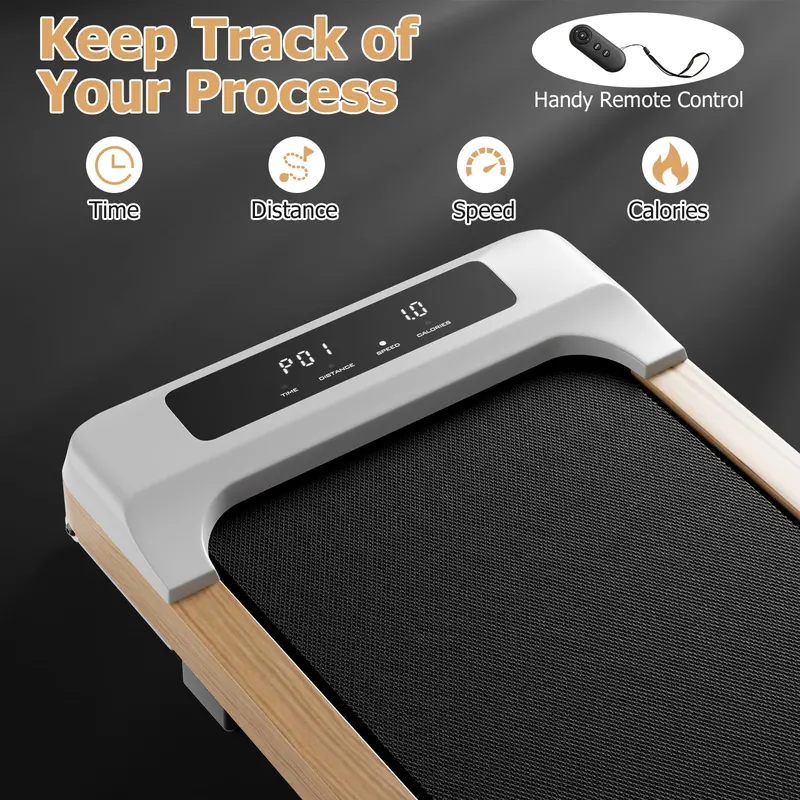 Under-Desk Wooden Walking Pad – Quiet, Low-Profile Treadmill for Home or Office Use