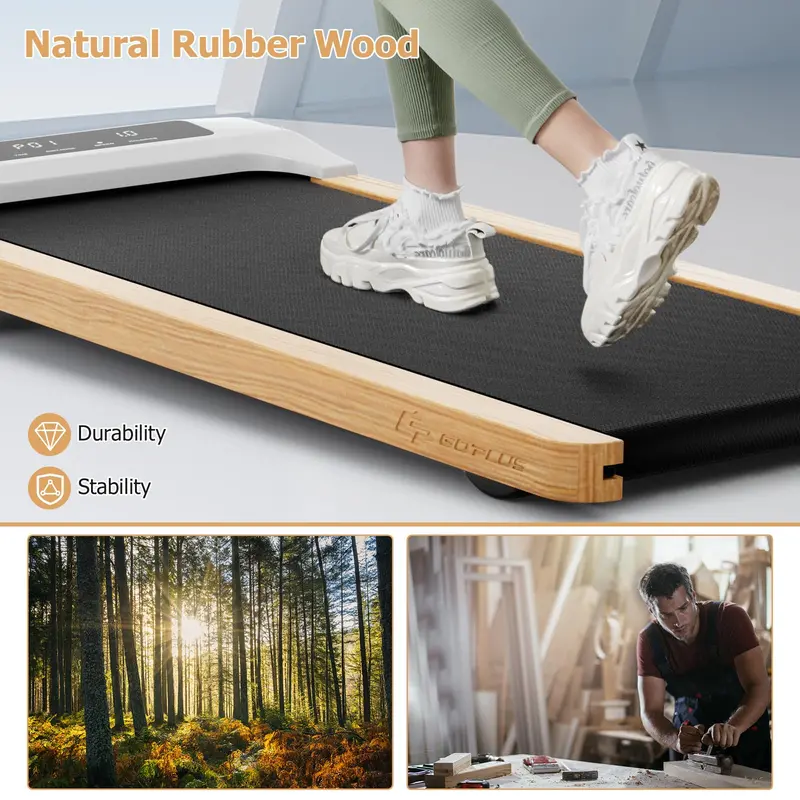 Under-Desk Wooden Walking Pad – Quiet, Low-Profile Treadmill for Home or Office Use