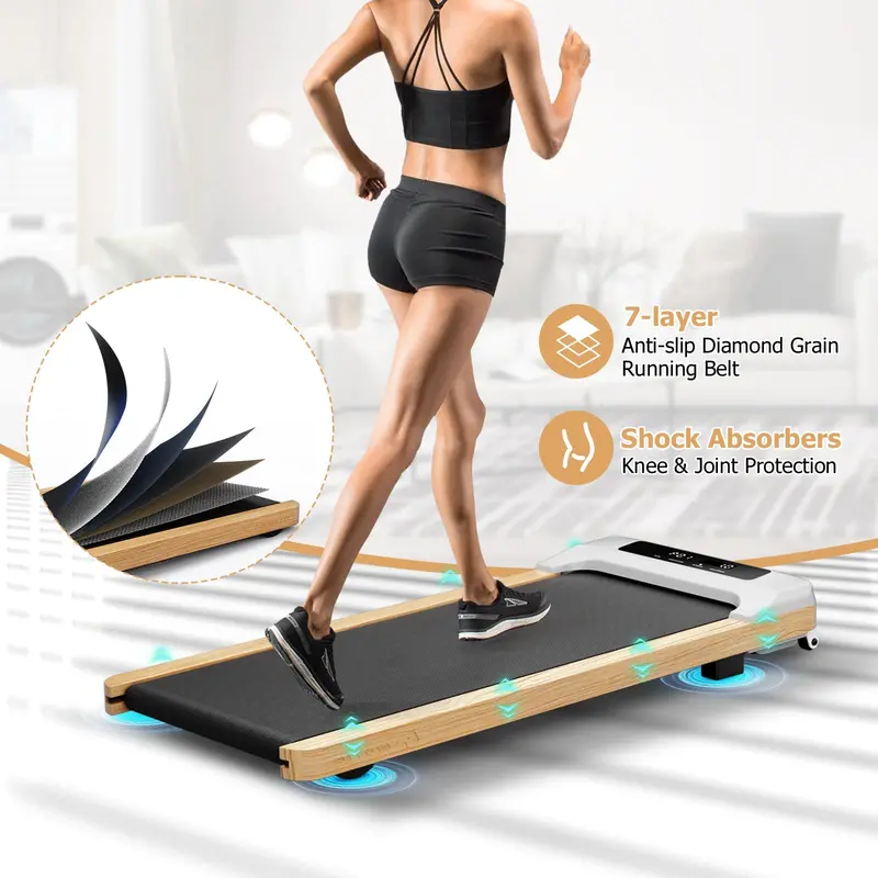 Under-Desk Wooden Walking Pad – Quiet, Low-Profile Treadmill for Home or Office Use