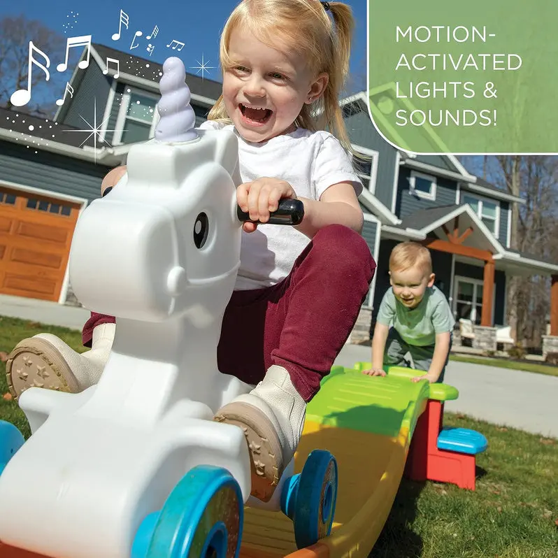 Unicorn-Themed Ride-On Roller Coaster Toy for Ages 2–5 (50 LB Max)