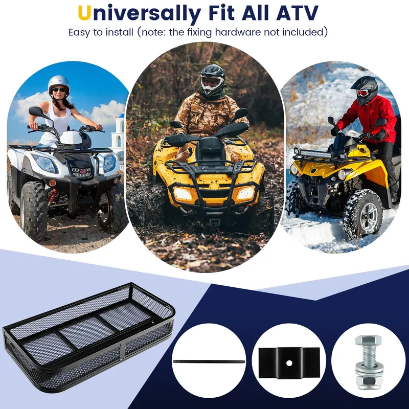 Universal ATV Front Cargo Rack – 36.5"L x 17.5"W x 6.5"H Steel Frame