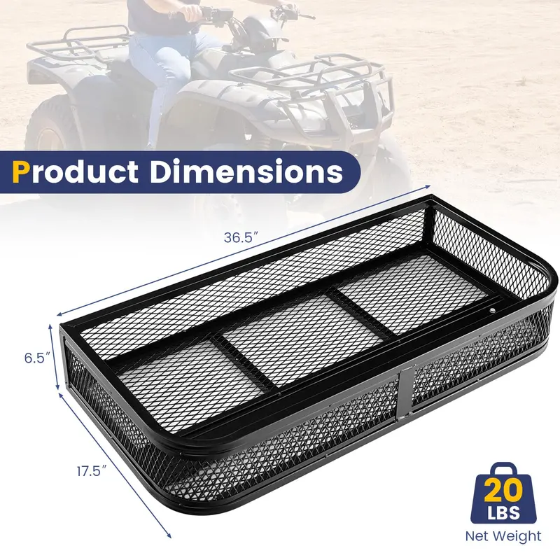 Universal ATV Front Cargo Rack – 36.5"L x 17.5"W x 6.5"H Steel Frame