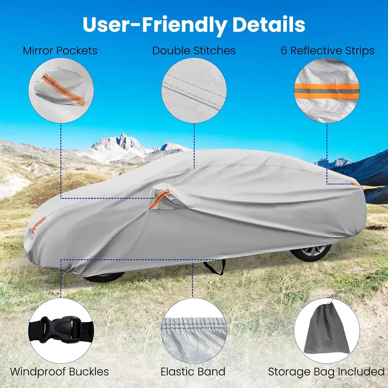 Universal Car Cover for Sedans – 185-Inch Waterproof UV & Rain Protection (Fits Toyota Corolla)