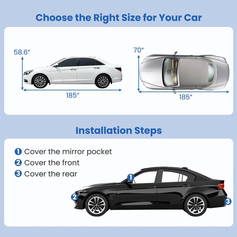 Universal Car Cover for Sedans – 185-Inch Waterproof UV & Rain Protection (Fits Toyota Corolla)