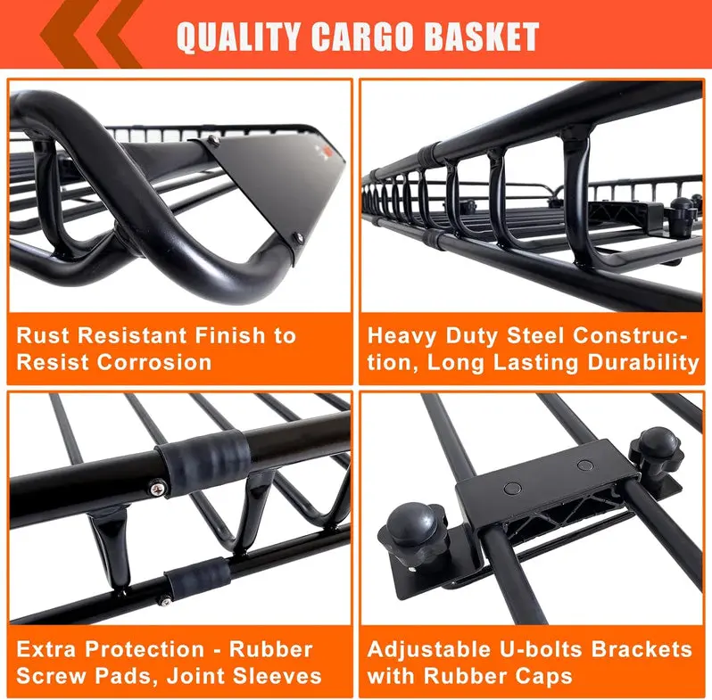 Universal Roof Rack Basket (51" x 36" x 5") with Waterproof Storage Bag