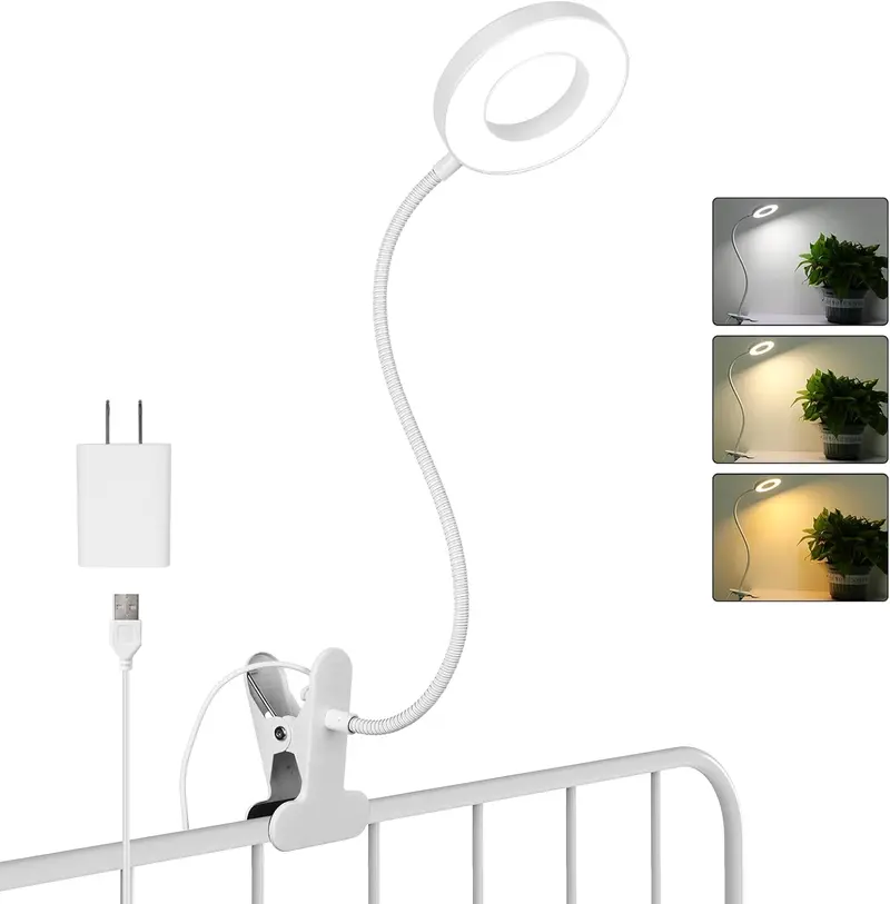 USB-Powered Clip-On Desk Lamp – Flexible Neck, 3 Light Modes & 10-Level Dimming