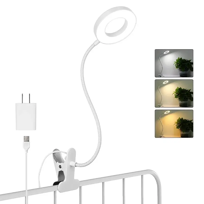 USB-Powered Clip-On Desk Lamp – Flexible Neck, 3 Light Modes & 10-Level Dimming