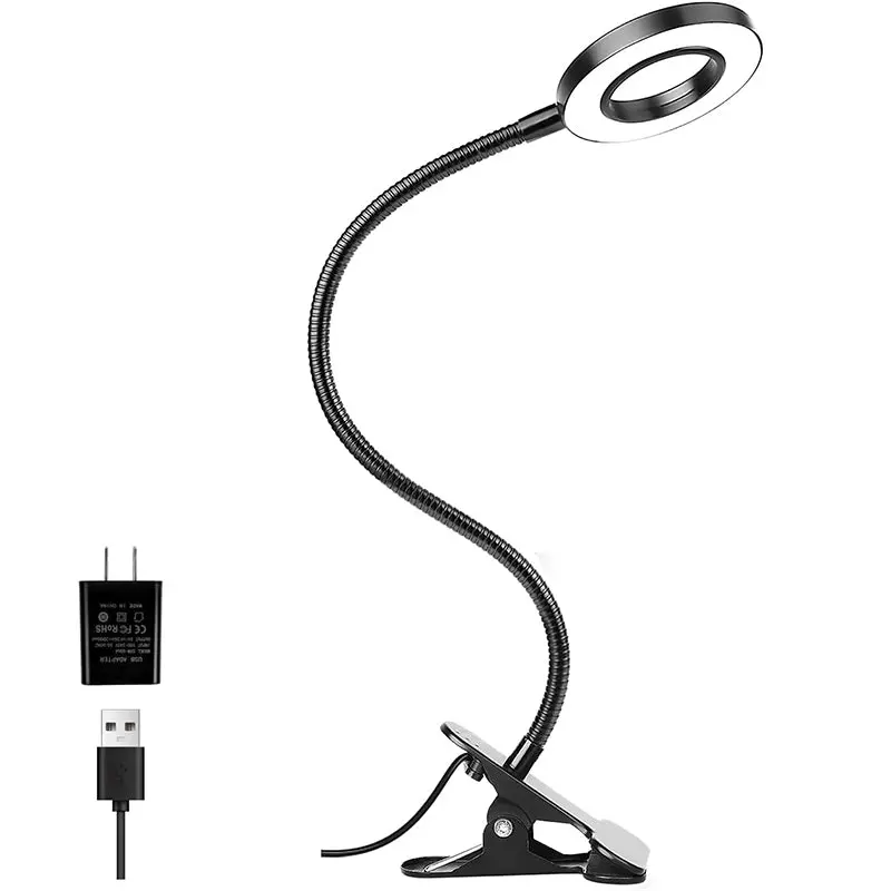 USB-Powered Clip-On Desk Lamp – Flexible Neck, 3 Light Modes & 10-Level Dimming