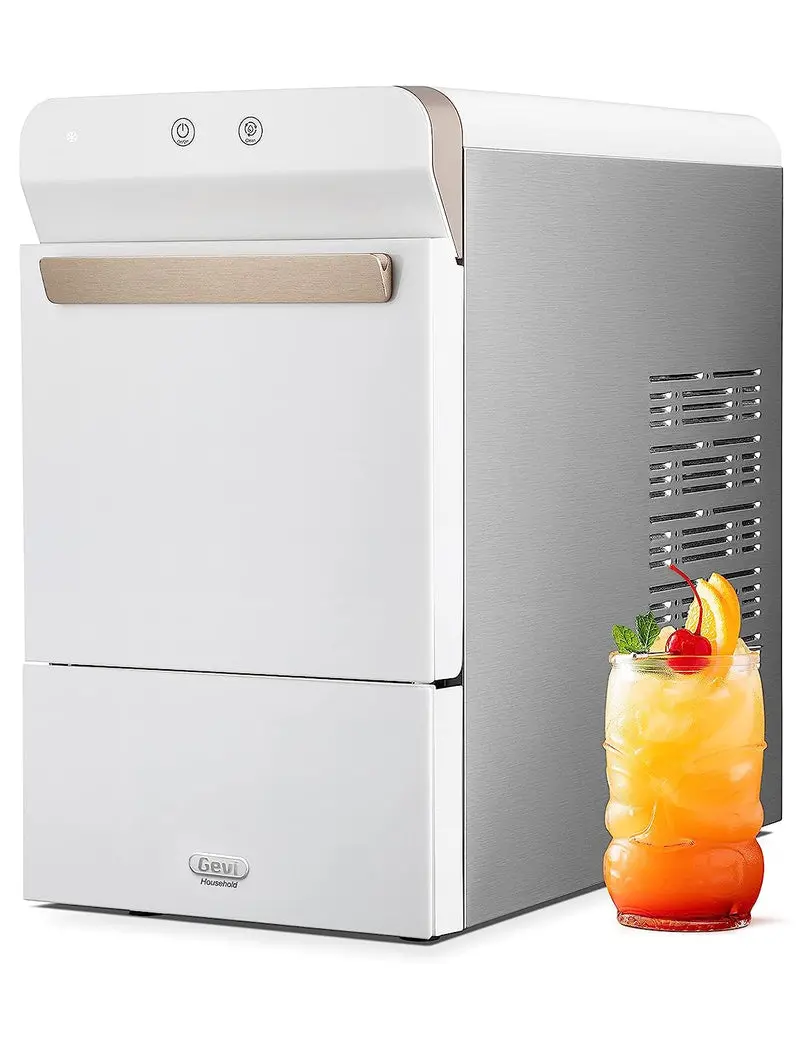 V2.0 Stainless Steel Nugget Ice Maker – Self-Cleaning Countertop Pellet Ice Machine with Open-Pour Refill