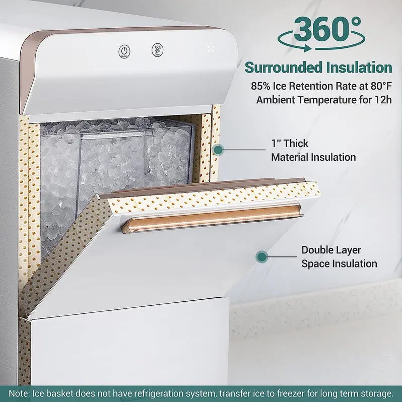 V2.0 Stainless Steel Nugget Ice Maker – Self-Cleaning Countertop Pellet Ice Machine with Open-Pour Refill