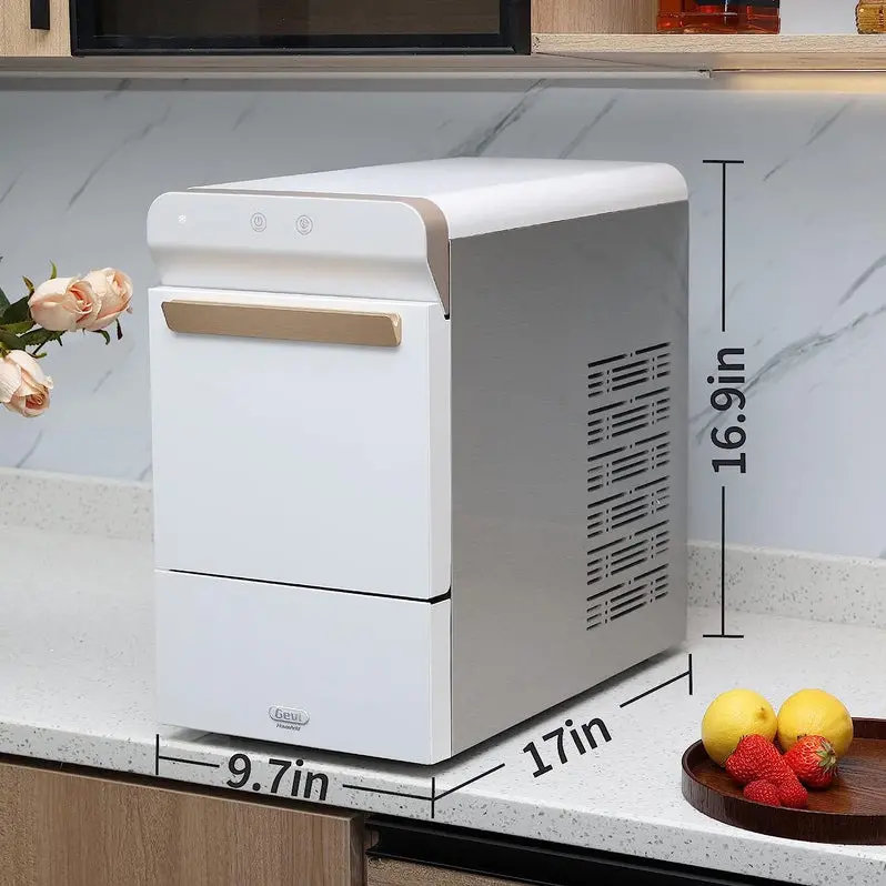 V2.0 Stainless Steel Nugget Ice Maker – Self-Cleaning Countertop Pellet Ice Machine with Open-Pour Refill