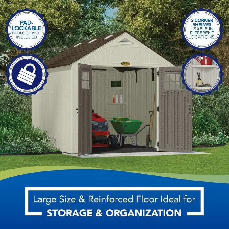 Vanilla Series Plastic Storage Shed – 8 ft. W × 10 ft. D, UV-Resistant Resin Construction