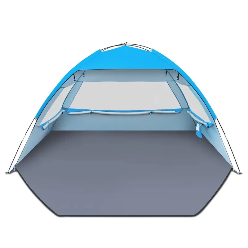 Ventilated Beach Shade Tent with Mesh Windows and Portable Carry Bag
