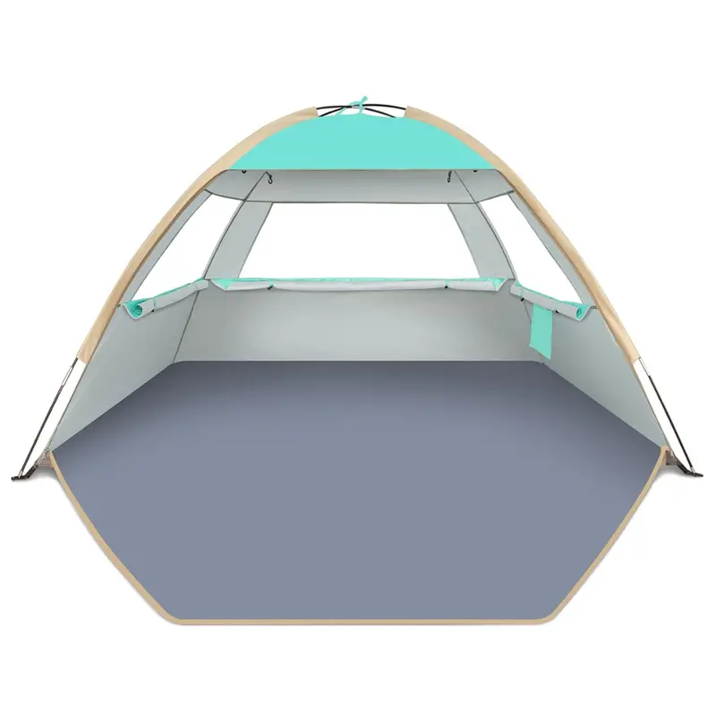Ventilated Beach Shade Tent with Mesh Windows and Portable Carry Bag
