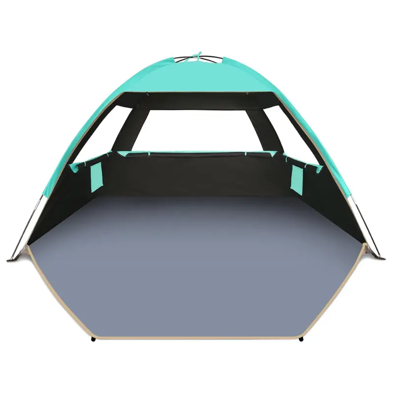 Ventilated Beach Shade Tent with Mesh Windows and Portable Carry Bag