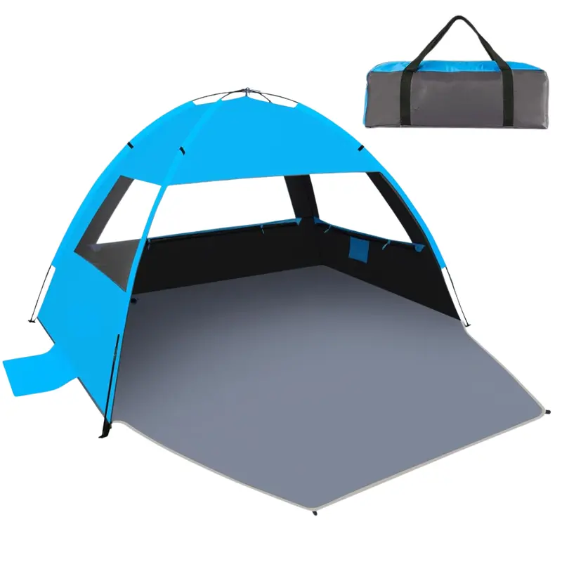 Ventilated Beach Shade Tent with Mesh Windows and Portable Carry Bag