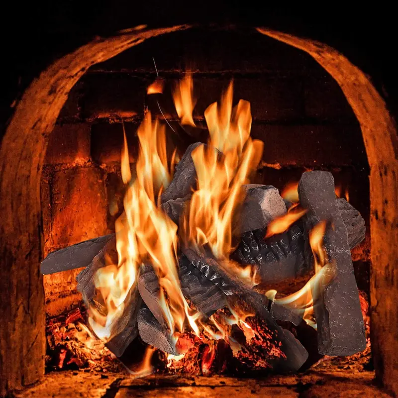 Ventless Ceramic Gas Fireplace Log Set – Realistic 9 or 10-Piece Assembly