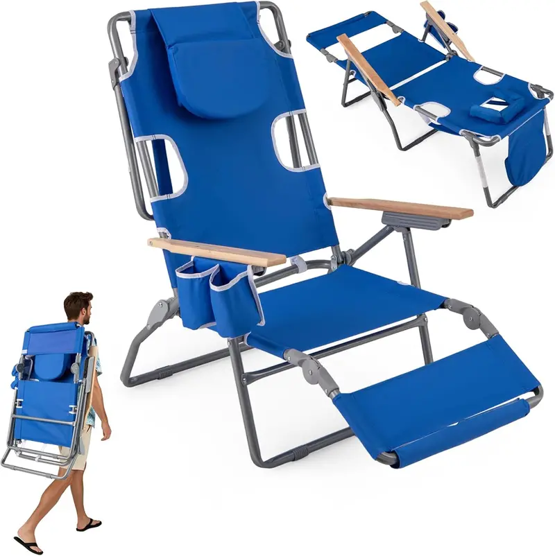 Versatile 3-in-1 Beach Chair – Foldable Recliner for Camping, Poolside, and Sunbathing