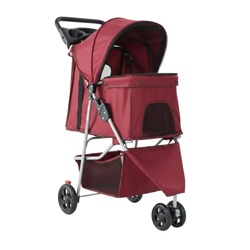 Versatile Foldable Pet Stroller for Dogs & Cats – Canopy, Basket & Compact Frame