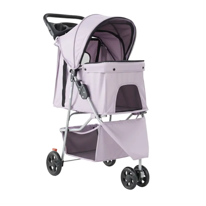 Versatile Foldable Pet Stroller for Dogs & Cats – Canopy, Basket & Compact Frame 2
