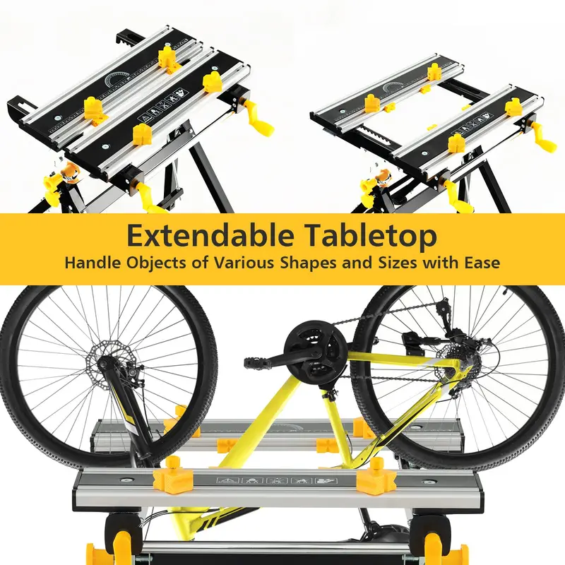 Versatile Folding Workbench with Tilting Surface – 7-Height Settings & Sliding Clamps