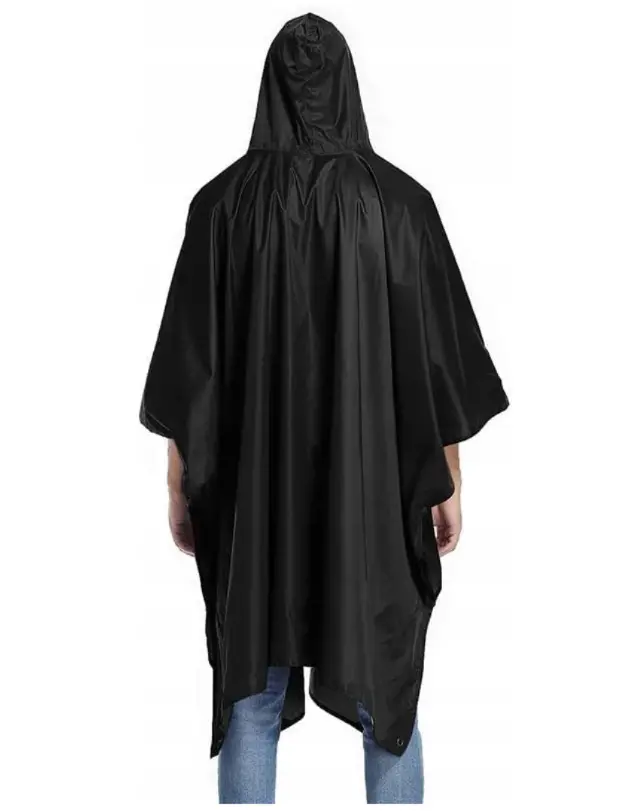 Versatile Packable Rain Poncho Featuring Hood, Snap Closure & Compact Storage Pouch 2