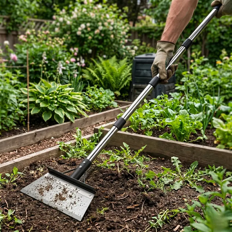 Versatile Shovel-Scraper Combo – Multi-Use Garden Tool with Telescoping Steel Handle