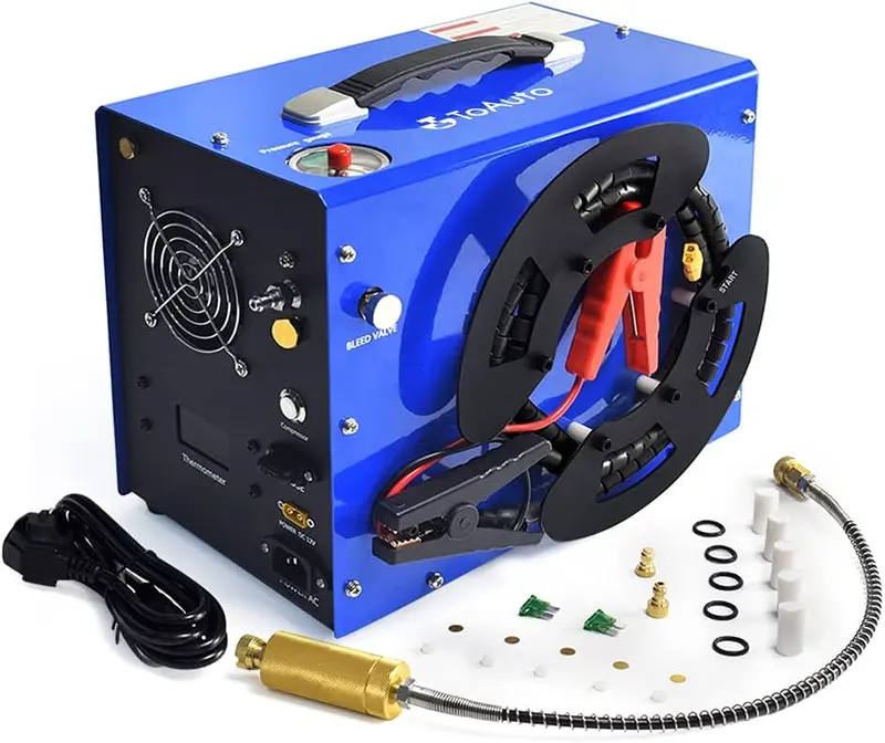 Vertical Reel-Type Oil-Free Air Compressor – 4500 PSI Output, Compatible with PCP Rifles & Paint Guns