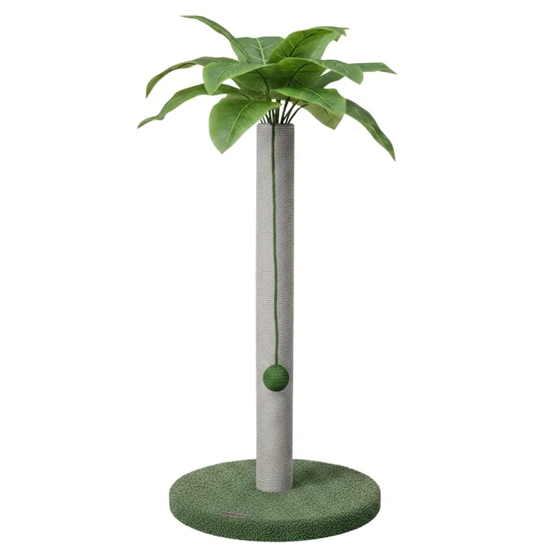 Vertical Sisal Cat Scratcher with Dangling Toy and Stable Base