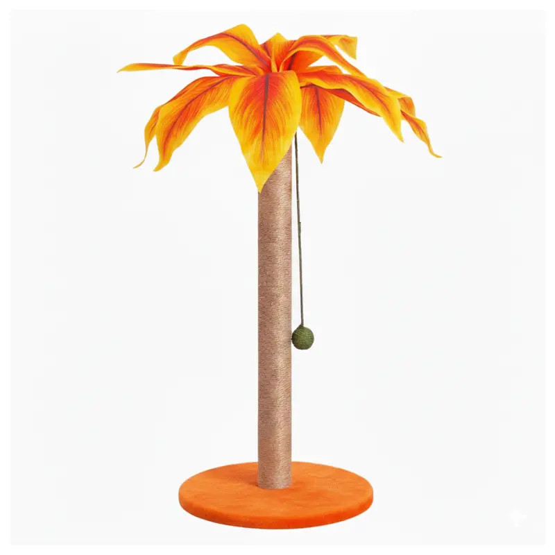 Vertical Sisal Cat Scratcher with Dangling Toy and Stable Base