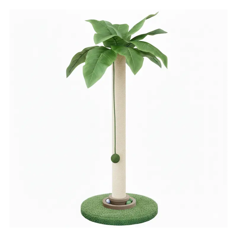 Vertical Sisal Cat Scratcher with Dangling Toy and Stable Base
