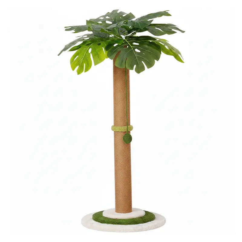 Vertical Sisal Cat Scratcher with Dangling Toy and Stable Base